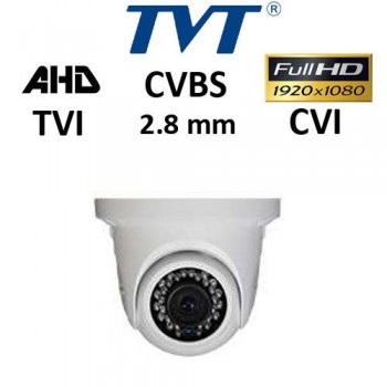 Κάμερα TVT 7524AS/W/2.8mm Switch TVI / AHD / CVI / CVBS 1080P IP66 Weatherproof Λευκή Dome