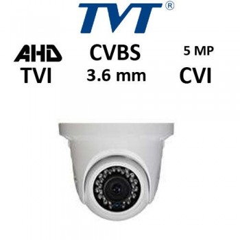 Κάμερα TVT 7554AE/SW 3.6MM TVI/AHD/CVI/CVBS 5MP Λευκή Dome