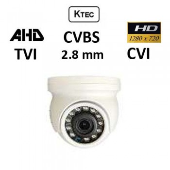 Κάμερα KTEC D100 MINI TVI / AHD / CVI / CVBS 720P 2.8mm Λευκή Dome