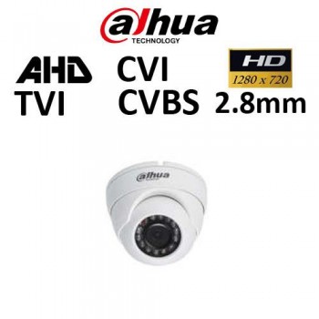 Κάμερα Dahua HAC-HDW1000M-S3, CVI, TVI, AHD, CVBS, 720P, 2.8mm, Dome
