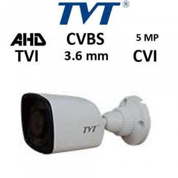 Κάμερα TVT 7451AE/SW 3.6MM TVI/AHD/CVI/CVBS 5MP Λευκή Bullet