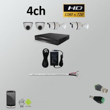 Σετ Σύστημα παρακολούθησης 4ch HD 720P AHD Bullet + Dome
